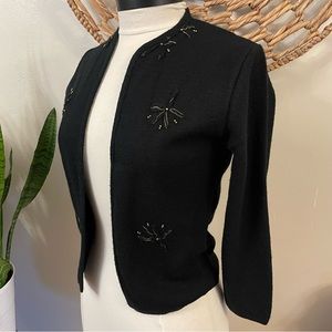 VTG Black Beaded Cardigan vintage 60’s Abbot Knitwear